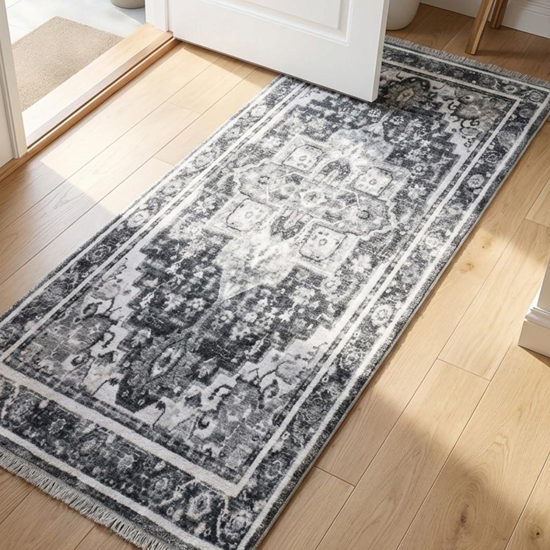 image:imageMuddy Mat Floral Multicolor 3x5 Boho Area Rug Washable Area Rugs for Living Room Bedroom amp Dining Room Modern Soft Low Pile Non Slip Carpet Pet Friendly Waterproof Foldable Rugs for HomeOnyx