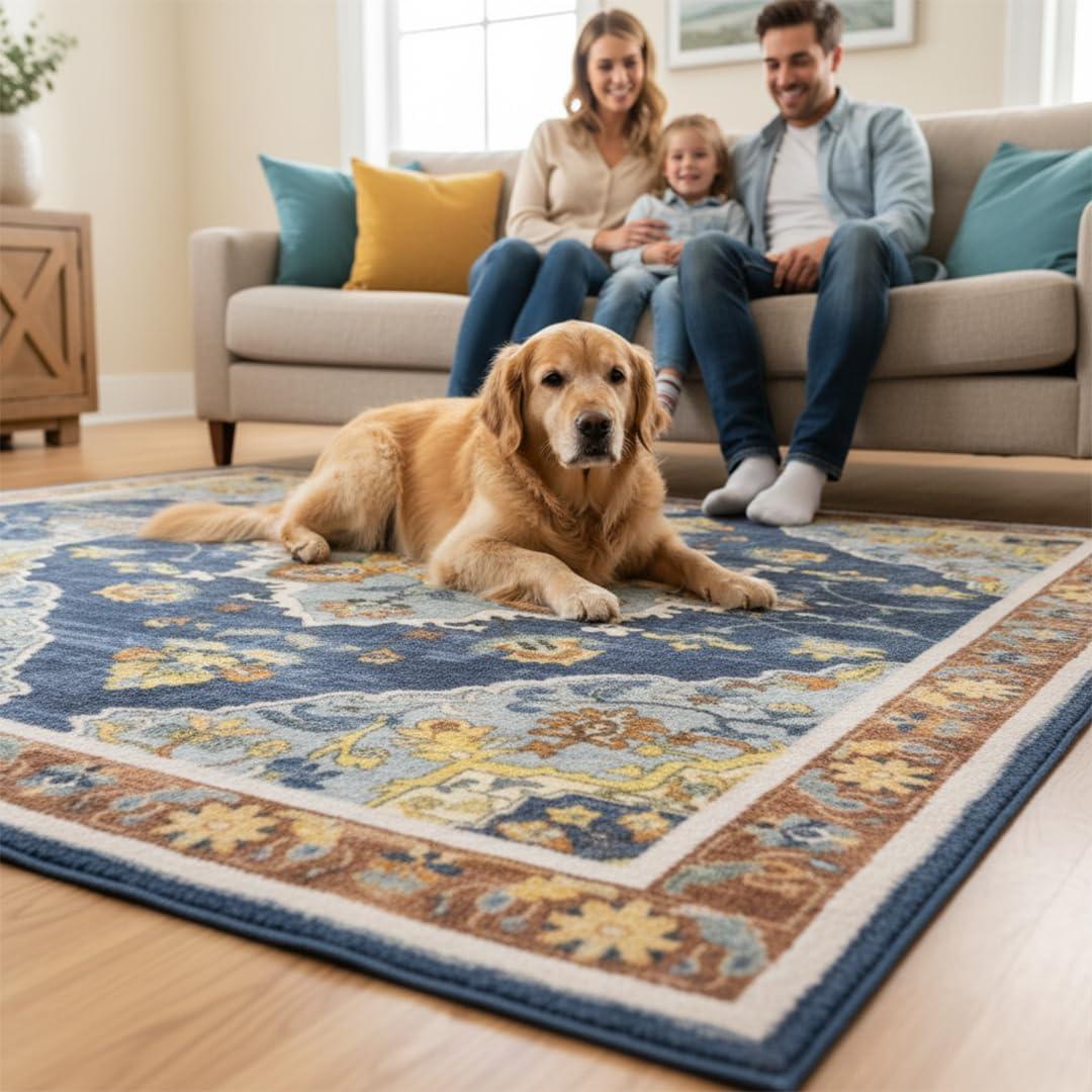image:imageMuddy Mat Floral Multicolor 3x5 Boho Area Rug Washable Area Rugs for Living Room Bedroom amp Dining Room Modern Soft Low Pile Non Slip Carpet Pet Friendly Waterproof Foldable Rugs for HomeMosaic