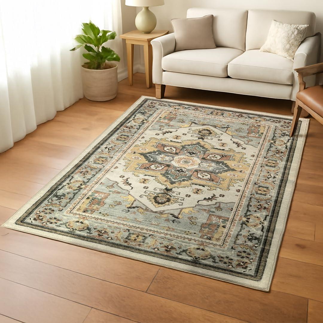 image:imageMuddy Mat Floral Multicolor 3x5 Boho Area Rug Washable Area Rugs for Living Room Bedroom amp Dining Room Modern Soft Low Pile Non Slip Carpet Pet Friendly Waterproof Foldable Rugs for HomeFloral