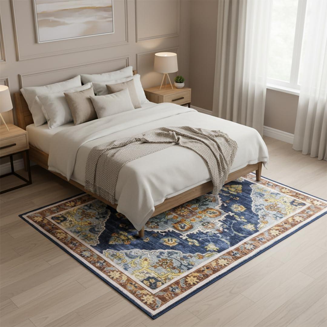 image:imageMuddy Mat Floral Multicolor 3x5 Boho Area Rug Washable Area Rugs for Living Room Bedroom amp Dining Room Modern Soft Low Pile Non Slip Carpet Pet Friendly Waterproof Foldable Rugs for HomeMosaic