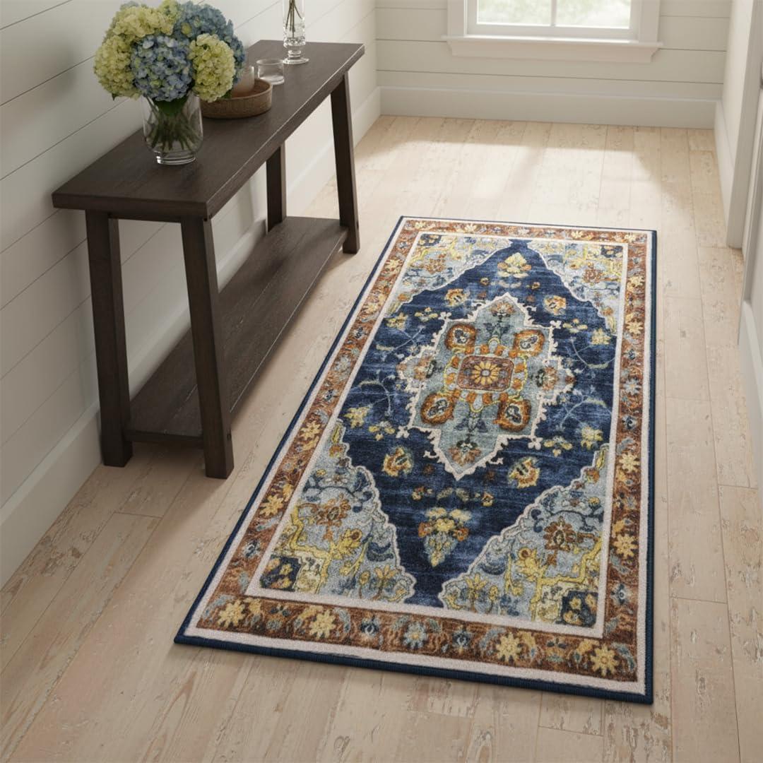 image:imageMuddy Mat Floral Multicolor 3x5 Boho Area Rug Washable Area Rugs for Living Room Bedroom amp Dining Room Modern Soft Low Pile Non Slip Carpet Pet Friendly Waterproof Foldable Rugs for HomeMosaic