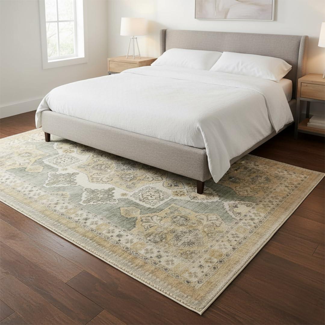 image:imageMuddy Mat Floral Multicolor 3x5 Boho Area Rug Washable Area Rugs for Living Room Bedroom amp Dining Room Modern Soft Low Pile Non Slip Carpet Pet Friendly Waterproof Foldable Rugs for HomeMonarch
