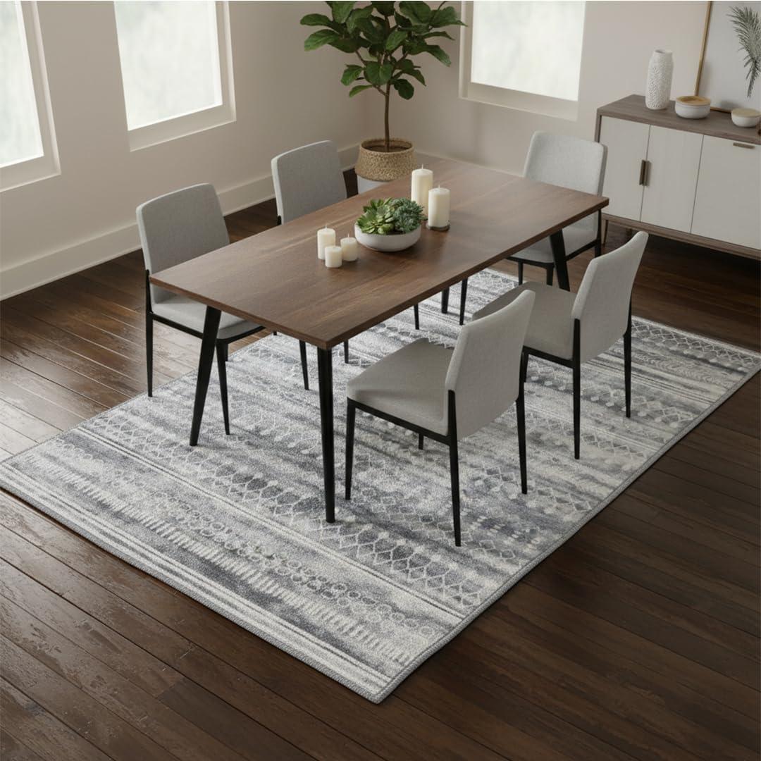 image:imageMuddy Mat Floral Multicolor 3x5 Boho Area Rug Washable Area Rugs for Living Room Bedroom amp Dining Room Modern Soft Low Pile Non Slip Carpet Pet Friendly Waterproof Foldable Rugs for HomeGreyline