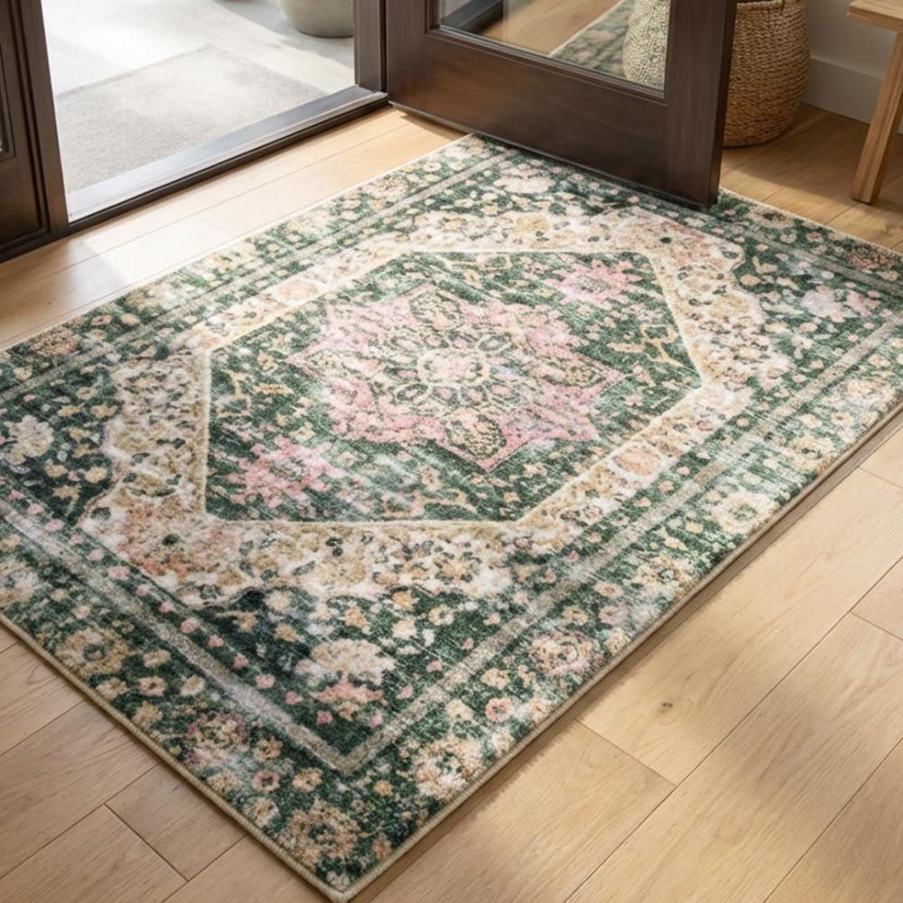 image:imageMuddy Mat Floral Multicolor 3x5 Boho Area Rug Washable Area Rugs for Living Room Bedroom amp Dining Room Modern Soft Low Pile Non Slip Carpet Pet Friendly Waterproof Foldable Rugs for HomeEden