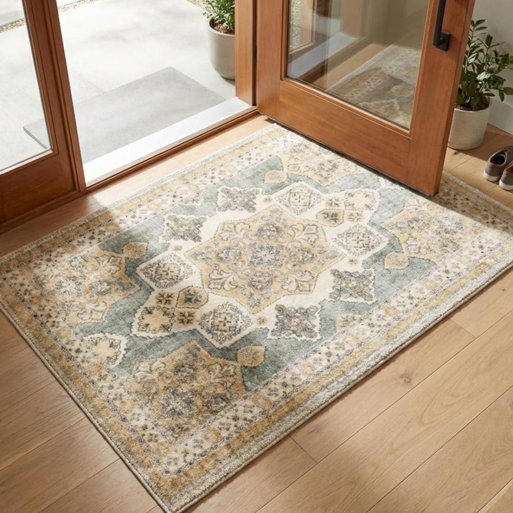 image:imageMuddy Mat Floral Multicolor 3x5 Boho Area Rug Washable Area Rugs for Living Room Bedroom amp Dining Room Modern Soft Low Pile Non Slip Carpet Pet Friendly Waterproof Foldable Rugs for HomeMonarch