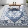 Muddy Mat® Floral Multicolor 3×5 Boho Area Rug – Washable Area Rugs for Living Room, Bedroom & Dining Room – Modern Soft Low Pile Non Slip Carpet – Pet Friendly Waterproof Foldable Rugs for Home(Navybell)