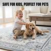 Muddy Mat® Floral Multicolor 3×5 Boho Area Rug – Washable Area Rugs for Living Room, Bedroom & Dining Room – Modern Soft Low Pile Non Slip Carpet – Pet Friendly Waterproof Foldable Rugs for Home(Azure)