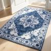 Muddy Mat® Floral Multicolor 3×5 Boho Area Rug – Washable Area Rugs for Living Room, Bedroom & Dining Room – Modern Soft Low Pile Non Slip Carpet – Pet Friendly Waterproof Foldable Rugs for Home(Navybell)