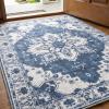 Muddy Mat® Floral Multicolor 3×5 Boho Area Rug – Washable Area Rugs for Living Room, Bedroom & Dining Room – Modern Soft Low Pile Non Slip Carpet – Pet Friendly Waterproof Foldable Rugs for Home(Navybell)