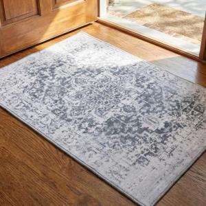 Muddy Mat® Floral Multicolor 3×5 Boho Area Rug – Washable Area Rugs for Living Room, Bedroom & Dining Room – Modern Soft Low Pile Non Slip Carpet – Pet Friendly Waterproof Foldable Rugs for Home(Frostbell)