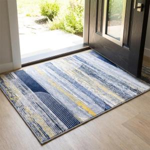 Muddy Mat® Floral Multicolor 3×5 Boho Area Rug – Washable Area Rugs for Living Room, Bedroom & Dining Room – Modern Soft Low Pile Non Slip Carpet – Pet Friendly Waterproof Foldable Rugs for Home(Horizon)