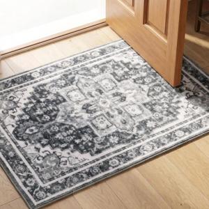Muddy Mat® Floral Multicolor 3×5 Boho Area Rug – Washable Area Rugs for Living Room, Bedroom & Dining Room – Modern Soft Low Pile Non Slip Carpet – Pet Friendly Waterproof Foldable Rugs for Home(Onyx)