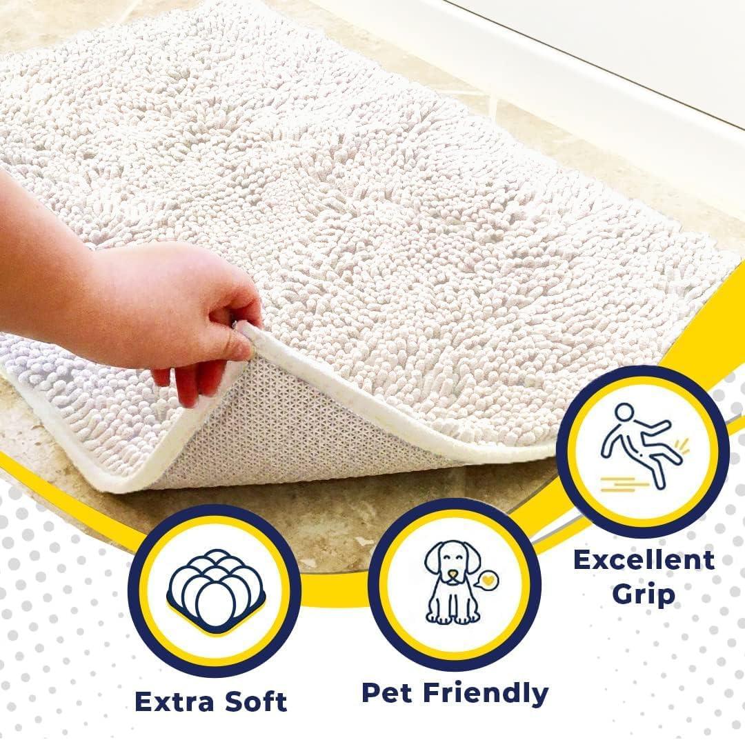 image:imageMuddy Mat Super Absorbent Door Mat Indoor Microfiber Quick Dry Chenille Entryway Rug NonSlip Front Door Mat Indoor Mats for Entryway Machine Washable Pet Rug Navy Blue 28x18White