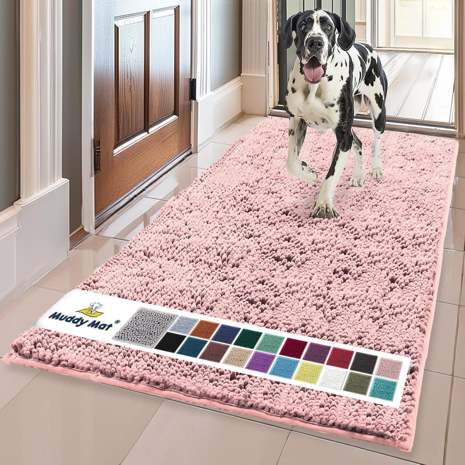 image:imageMuddy Mat Super Absorbent Door Mat Indoor Microfiber Quick Dry Chenille Entryway Rug NonSlip Front Door Mat Indoor Mats for Entryway Machine Washable Pet Rug Navy Blue 28x18Light Pink