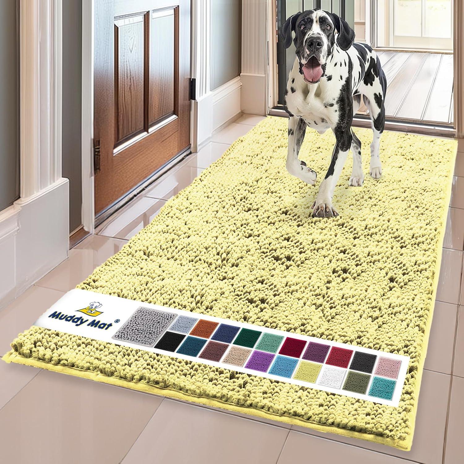 image:imageMuddy Mat Super Absorbent Door Mat Indoor Microfiber Quick Dry Chenille Entryway Rug NonSlip Front Door Mat Indoor Mats for Entryway Machine Washable Pet Rug Navy Blue 28x18Yellow