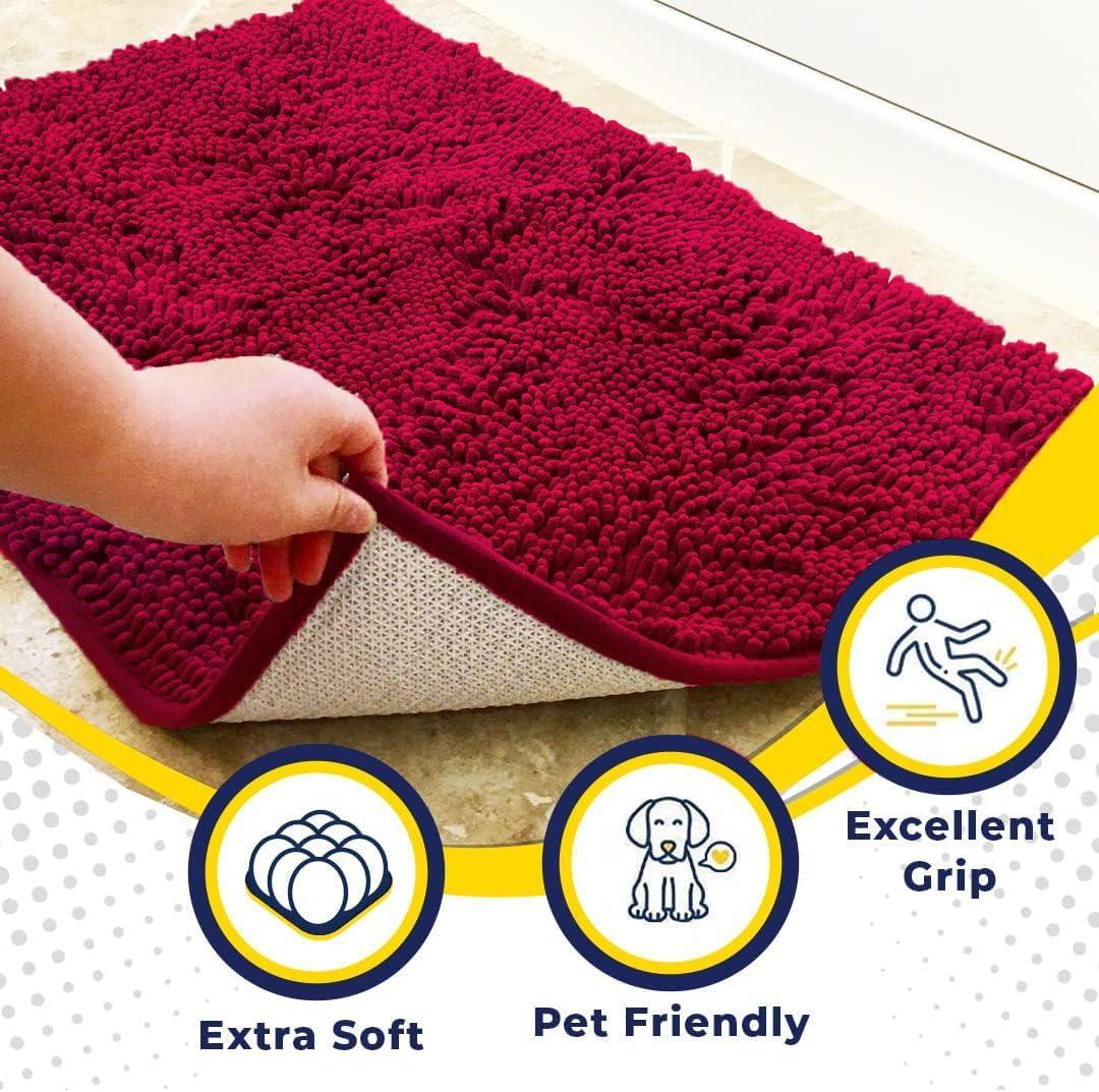 image:imageMuddy Mat Super Absorbent Door Mat Indoor Microfiber Quick Dry Chenille Entryway Rug NonSlip Front Door Mat Indoor Mats for Entryway Machine Washable Pet Rug Navy Blue 28x18Red