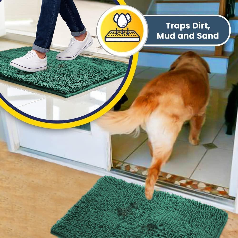 image:imageMuddy Mat Super Absorbent Door Mat Indoor Microfiber Quick Dry Chenille Entryway Rug NonSlip Front Door Mat Indoor Mats for Entryway Machine Washable Pet Rug Navy Blue 28x18Dark Green