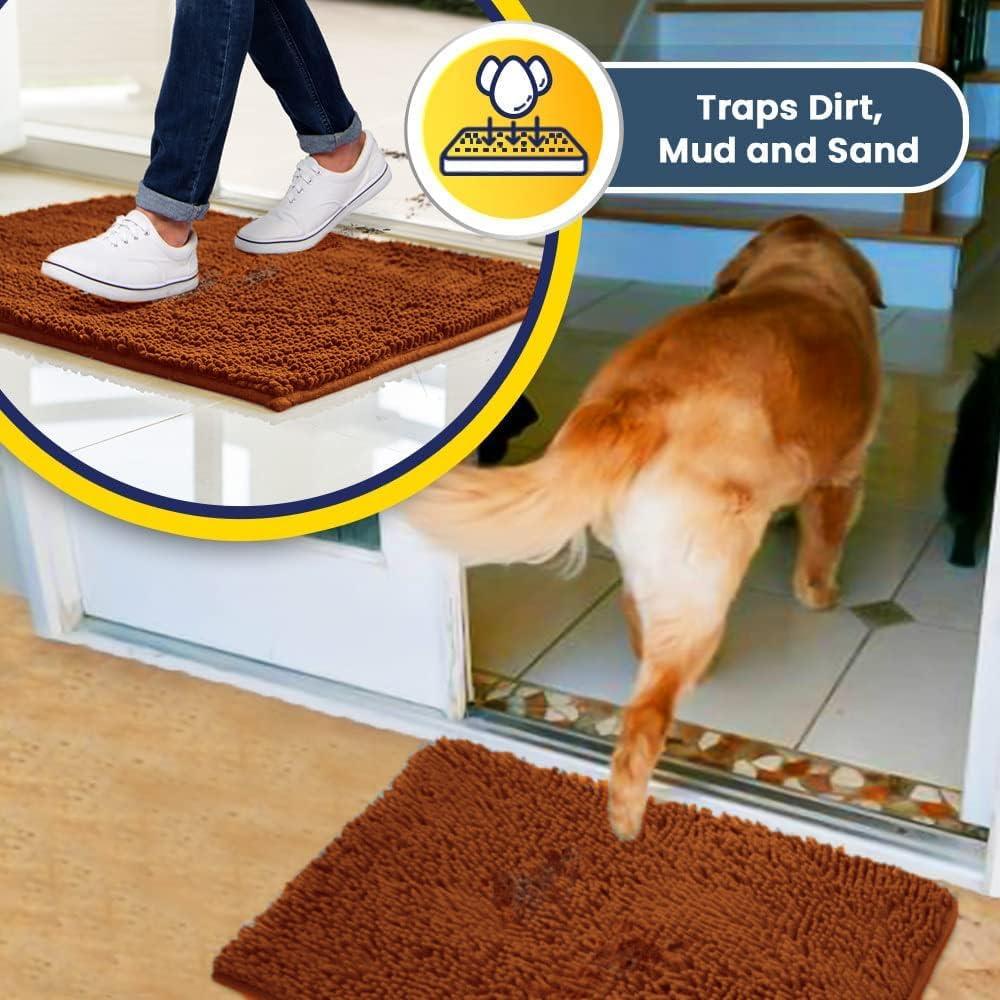 image:imageMuddy Mat Super Absorbent Door Mat Indoor Microfiber Quick Dry Chenille Entryway Rug NonSlip Front Door Mat Indoor Mats for Entryway Machine Washable Pet Rug Navy Blue 28x18Orange