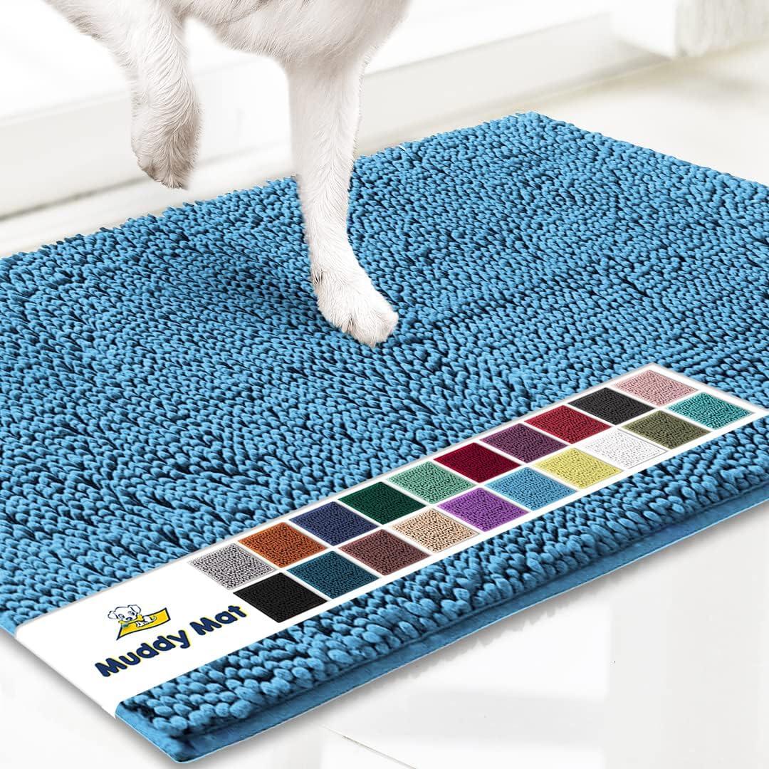 image:imageMuddy Mat Super Absorbent Door Mat Indoor Microfiber Quick Dry Chenille Entryway Rug NonSlip Front Door Mat Indoor Mats for Entryway Machine Washable Pet Rug Navy Blue 28x18Sky Blue