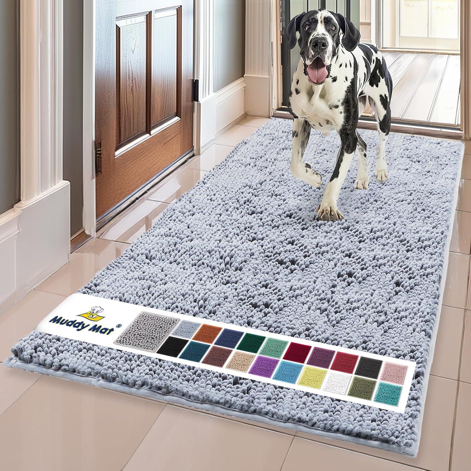 image:imageMuddy Mat Super Absorbent Door Mat Indoor Microfiber Quick Dry Chenille Entryway Rug NonSlip Front Door Mat Indoor Mats for Entryway Machine Washable Pet Rug Navy Blue 28x18Baby Blue