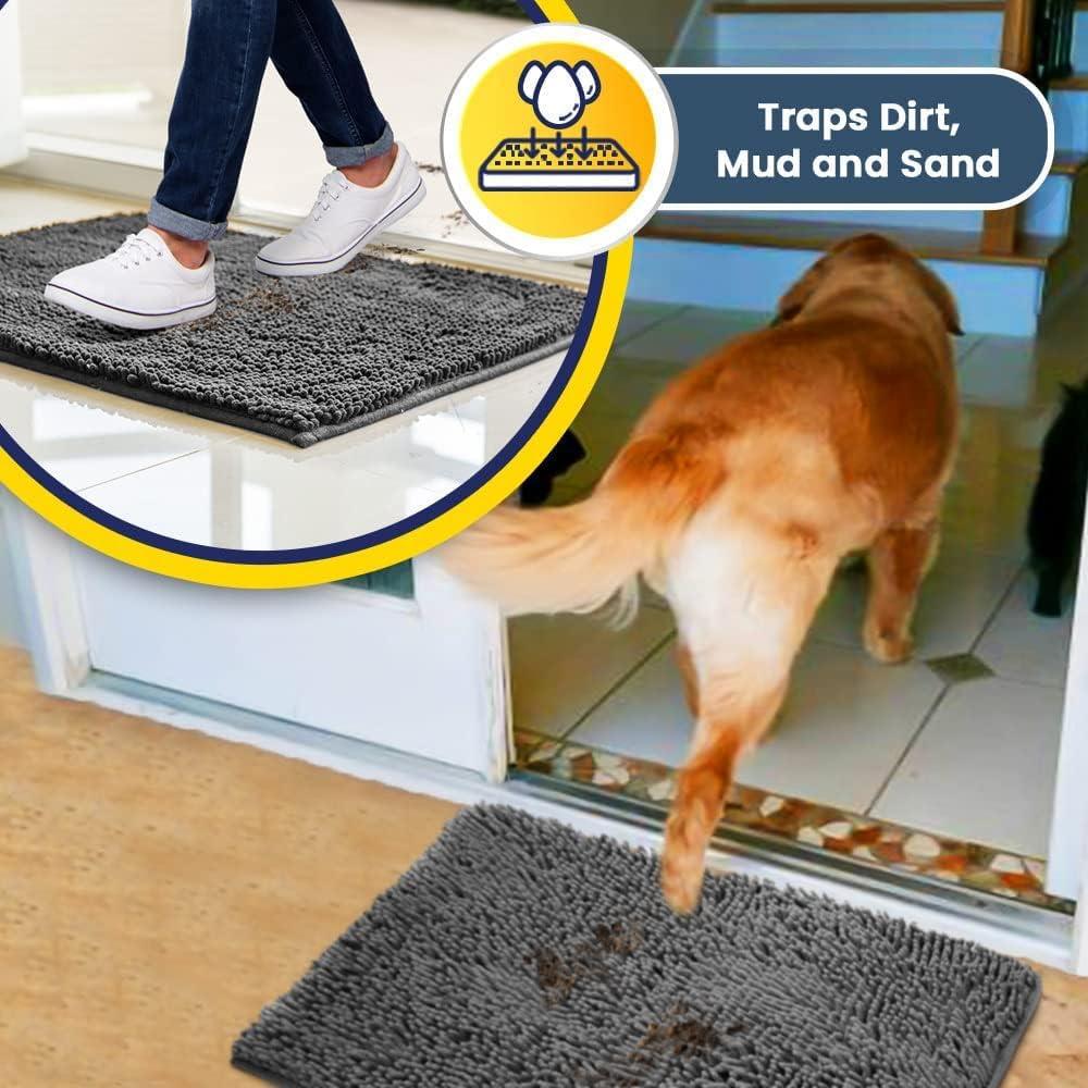 image:imageMuddy Mat Super Absorbent Door Mat Indoor Microfiber Quick Dry Chenille Entryway Rug NonSlip Front Door Mat Indoor Mats for Entryway Machine Washable Pet Rug Navy Blue 28x18Grey