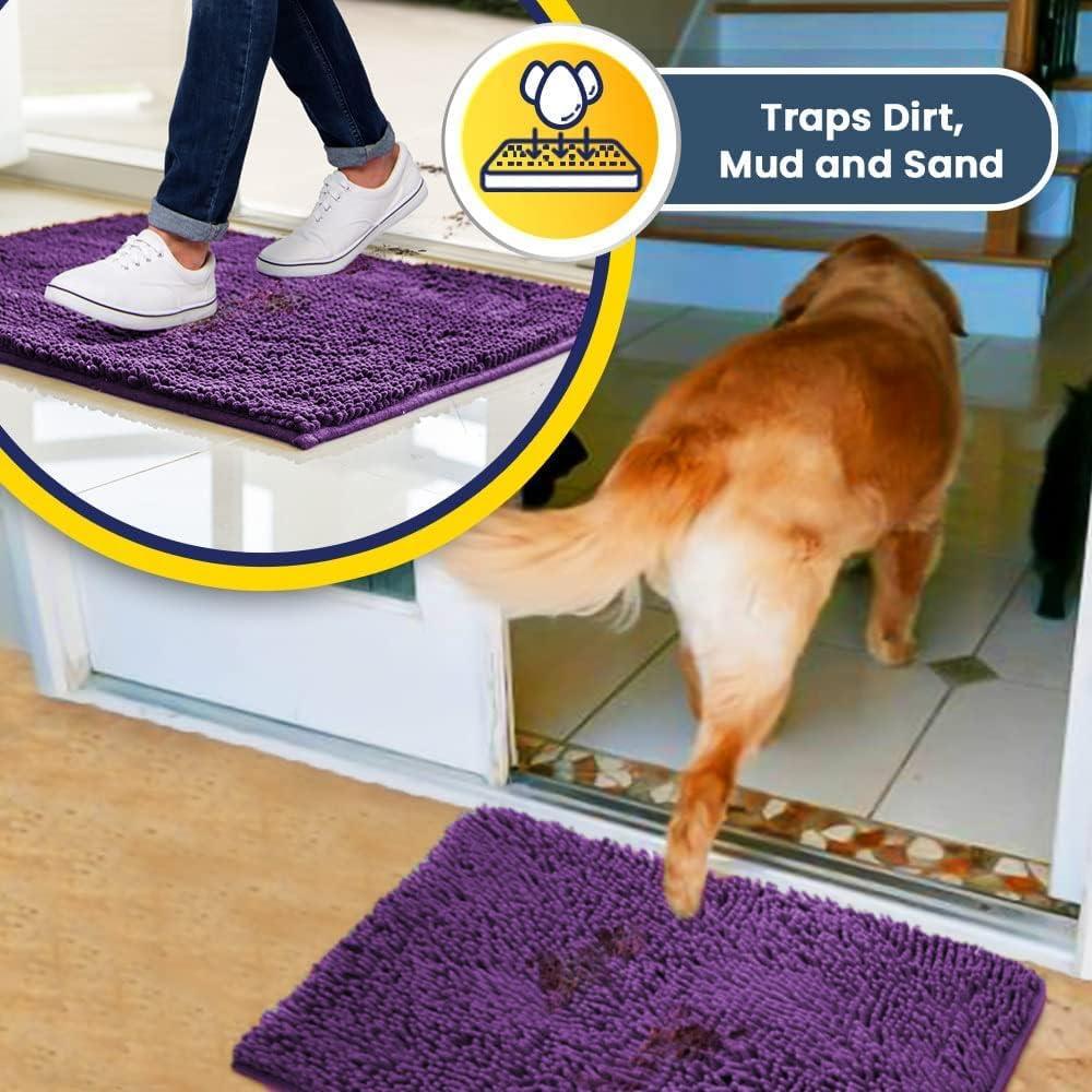 image:imageMuddy Mat Super Absorbent Door Mat Indoor Microfiber Quick Dry Chenille Entryway Rug NonSlip Front Door Mat Indoor Mats for Entryway Machine Washable Pet Rug Navy Blue 28x18Purple