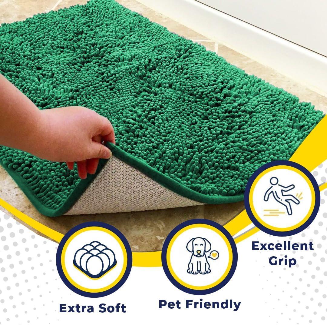 image:imageMuddy Mat Super Absorbent Door Mat Indoor Microfiber Quick Dry Chenille Entryway Rug NonSlip Front Door Mat Indoor Mats for Entryway Machine Washable Pet Rug Navy Blue 28x18Dark Green