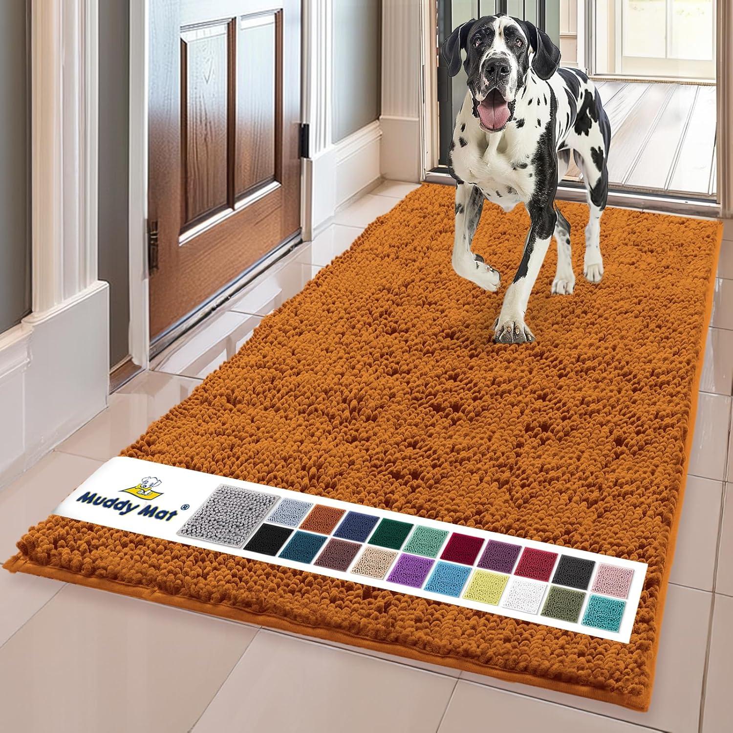 image:imageMuddy Mat Super Absorbent Door Mat Indoor Microfiber Quick Dry Chenille Entryway Rug NonSlip Front Door Mat Indoor Mats for Entryway Machine Washable Pet Rug Navy Blue 28x18Orange