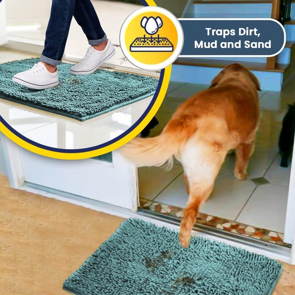 image:imageMuddy Mat Super Absorbent Door Mat Indoor Microfiber Quick Dry Chenille Entryway Rug NonSlip Front Door Mat Indoor Mats for Entryway Machine Washable Pet Rug Navy Blue 28x18Seafoam Green