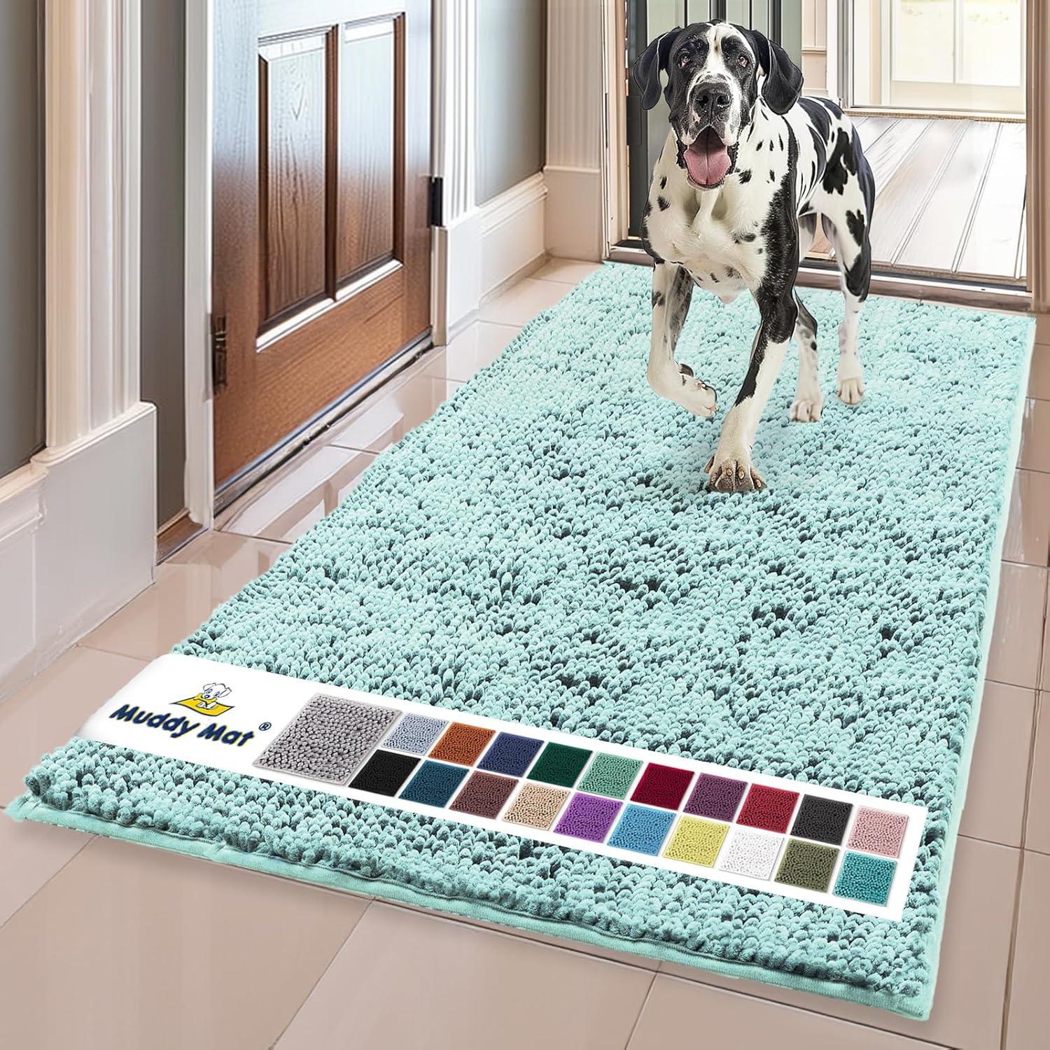 image:imageMuddy Mat Super Absorbent Door Mat Indoor Microfiber Quick Dry Chenille Entryway Rug NonSlip Front Door Mat Indoor Mats for Entryway Machine Washable Pet Rug Navy Blue 28x18Seafoam Green