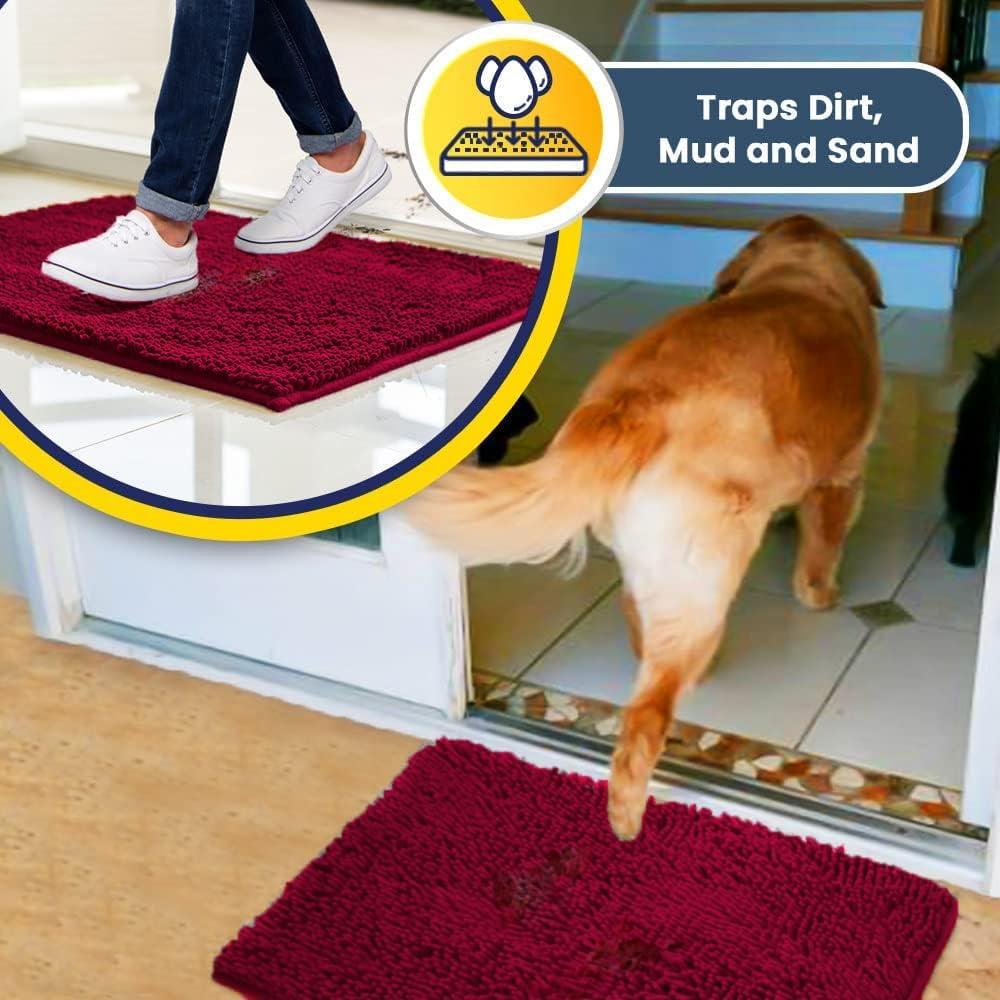 image:imageMuddy Mat Super Absorbent Door Mat Indoor Microfiber Quick Dry Chenille Entryway Rug NonSlip Front Door Mat Indoor Mats for Entryway Machine Washable Pet Rug Navy Blue 28x18Maroon