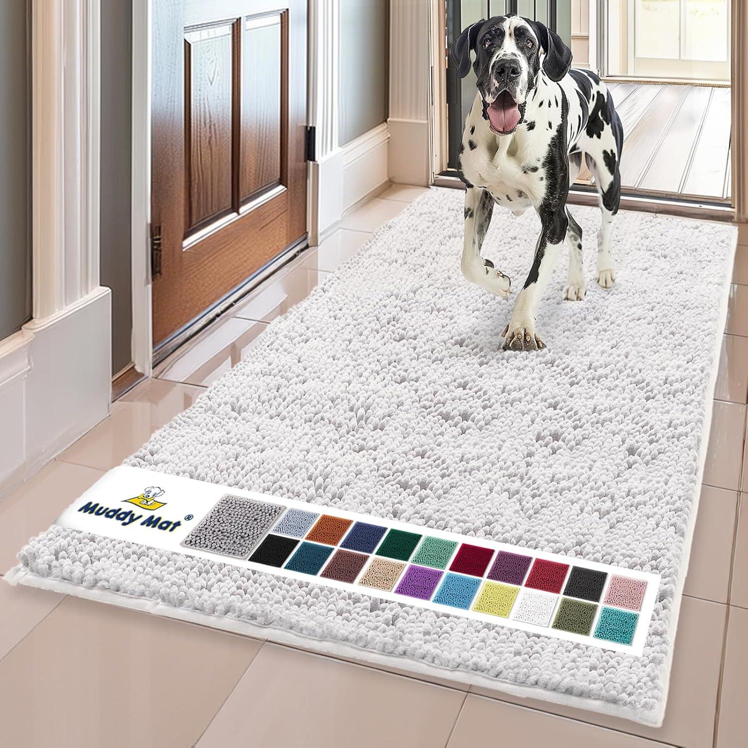 image:imageMuddy Mat Super Absorbent Door Mat Indoor Microfiber Quick Dry Chenille Entryway Rug NonSlip Front Door Mat Indoor Mats for Entryway Machine Washable Pet Rug Navy Blue 28x18White