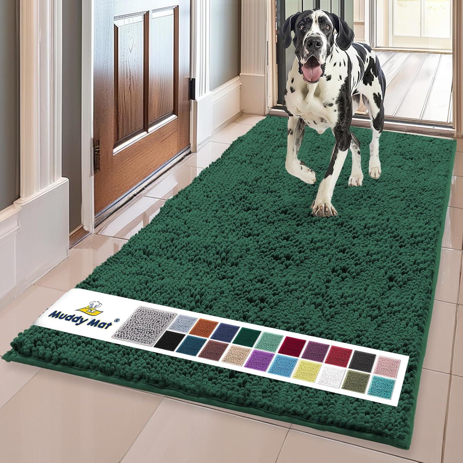 image:imageMuddy Mat Super Absorbent Door Mat Indoor Microfiber Quick Dry Chenille Entryway Rug NonSlip Front Door Mat Indoor Mats for Entryway Machine Washable Pet Rug Navy Blue 28x18Dark Green