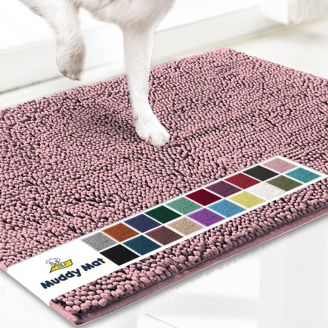 image:imageMuddy Mat Super Absorbent Door Mat Indoor Microfiber Quick Dry Chenille Entryway Rug NonSlip Front Door Mat Indoor Mats for Entryway Machine Washable Pet Rug Navy Blue 28x18Light Pink