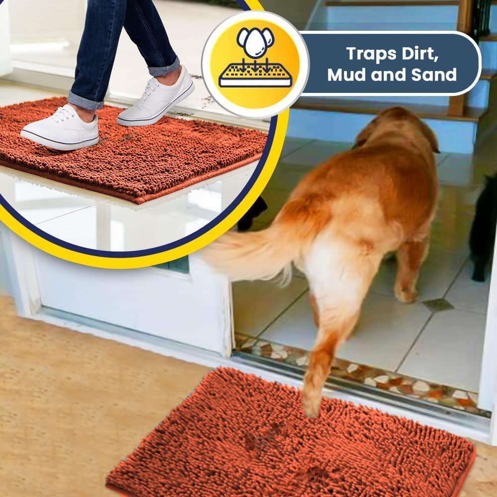 image:imageMuddy Mat Super Absorbent Door Mat Indoor Microfiber Quick Dry Chenille Entryway Rug NonSlip Front Door Mat Indoor Mats for Entryway Machine Washable Pet Rug Navy Blue 28x18Orange