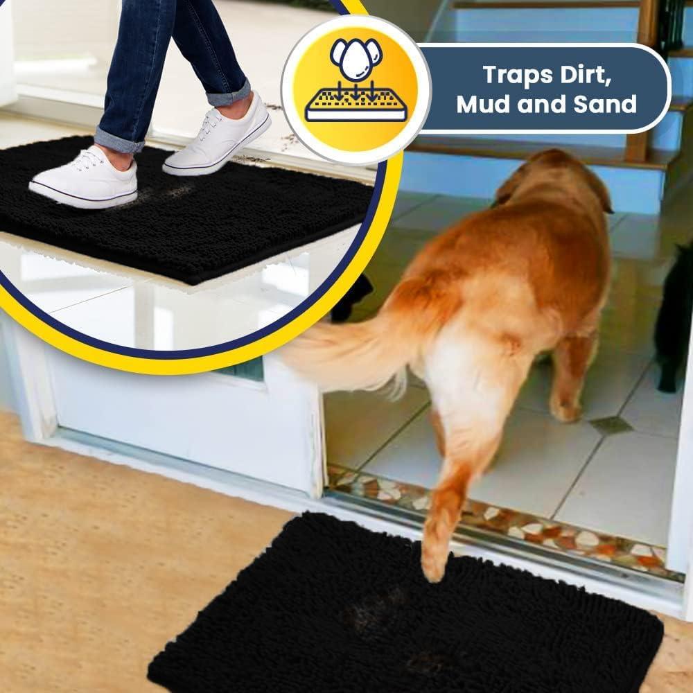image:imageMuddy Mat Super Absorbent Door Mat Indoor Microfiber Quick Dry Chenille Entryway Rug NonSlip Front Door Mat Indoor Mats for Entryway Machine Washable Pet Rug Navy Blue 28x18Black