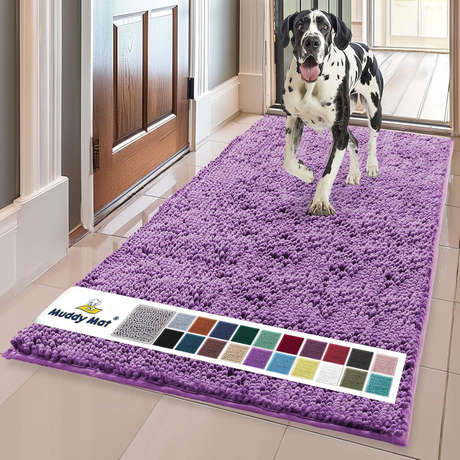 image:imageMuddy Mat Super Absorbent Door Mat Indoor Microfiber Quick Dry Chenille Entryway Rug NonSlip Front Door Mat Indoor Mats for Entryway Machine Washable Pet Rug Navy Blue 28x18Purple