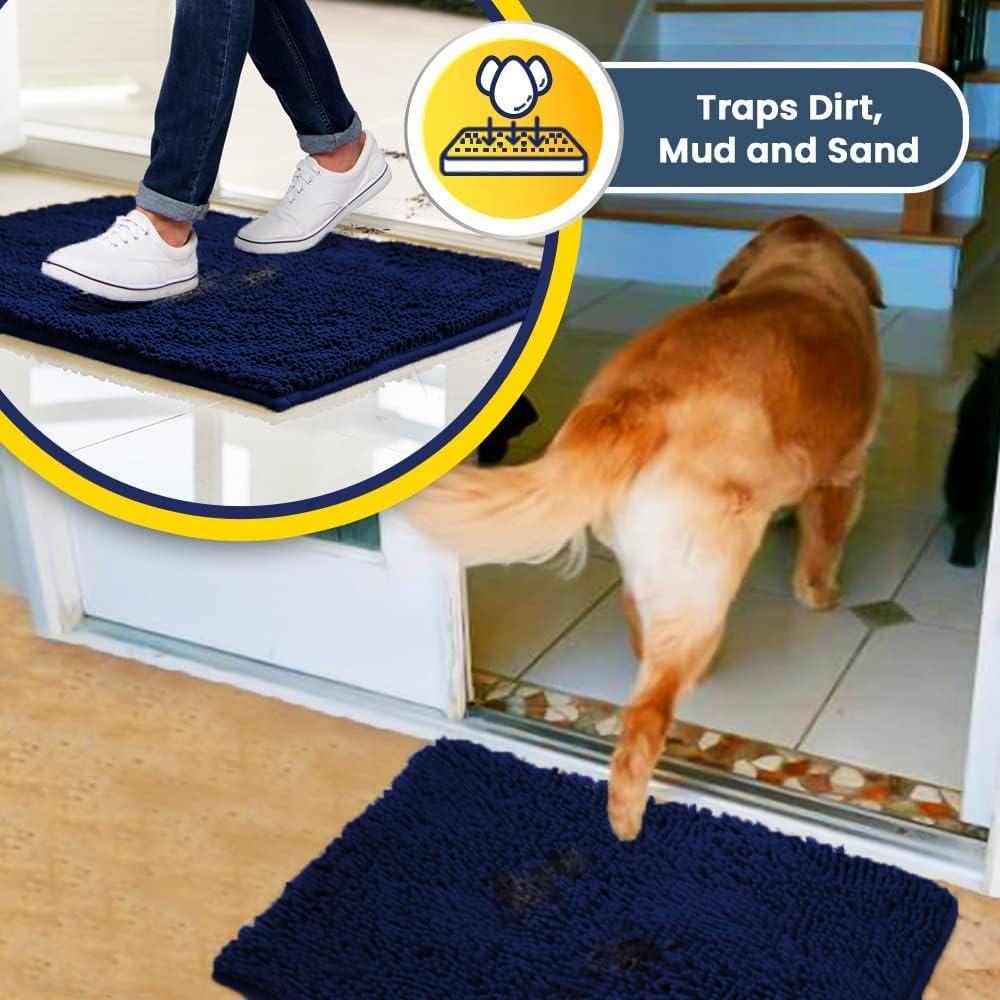 image:imageMuddy Mat Super Absorbent Door Mat Indoor Microfiber Quick Dry Chenille Entryway Rug NonSlip Front Door Mat Indoor Mats for Entryway Machine Washable Pet Rug Navy Blue 28x18Navy Blue