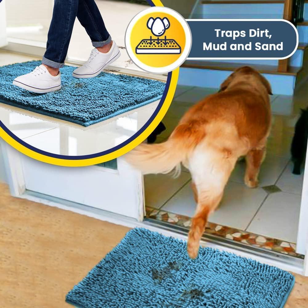 image:imageMuddy Mat Super Absorbent Door Mat Indoor Microfiber Quick Dry Chenille Entryway Rug NonSlip Front Door Mat Indoor Mats for Entryway Machine Washable Pet Rug Navy Blue 28x18Sky Blue
