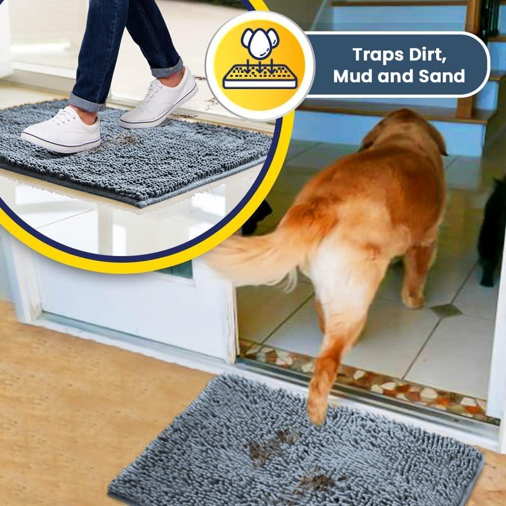image:imageMuddy Mat Super Absorbent Door Mat Indoor Microfiber Quick Dry Chenille Entryway Rug NonSlip Front Door Mat Indoor Mats for Entryway Machine Washable Pet Rug Navy Blue 28x18Baby Blue
