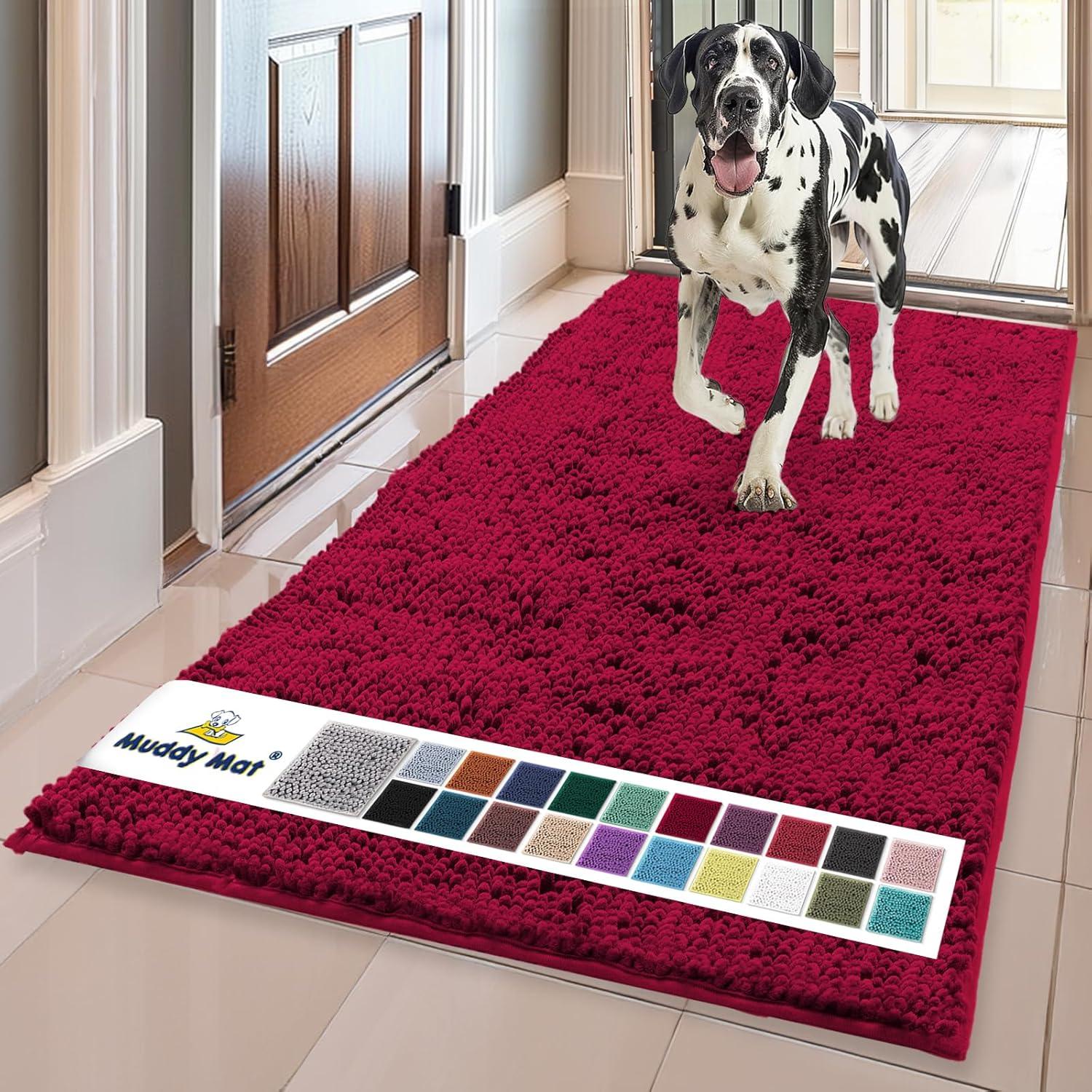 image:imageMuddy Mat Super Absorbent Door Mat Indoor Microfiber Quick Dry Chenille Entryway Rug NonSlip Front Door Mat Indoor Mats for Entryway Machine Washable Pet Rug Navy Blue 28x18Maroon