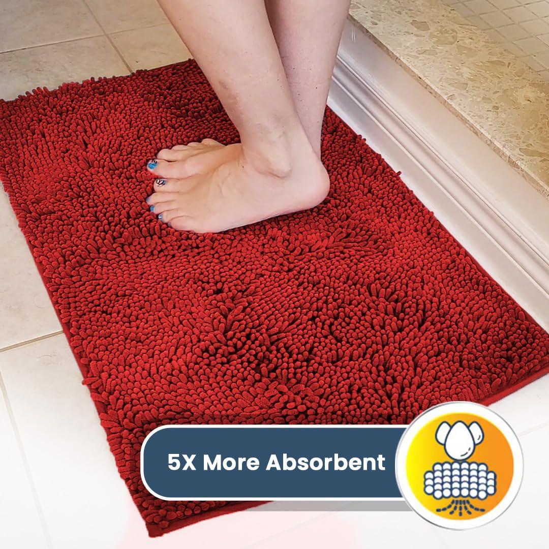 image:imageMuddy Mat Super Absorbent Door Mat Indoor Microfiber Quick Dry Chenille Entryway Rug NonSlip Front Door Mat Indoor Mats for Entryway Machine Washable Pet Rug Navy Blue 28x18Red