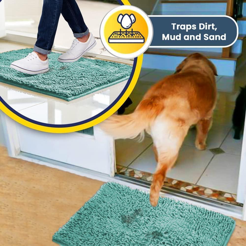 image:imageMuddy Mat Super Absorbent Door Mat Indoor Microfiber Quick Dry Chenille Entryway Rug NonSlip Front Door Mat Indoor Mats for Entryway Machine Washable Pet Rug Navy Blue 28x18Seafoam Green