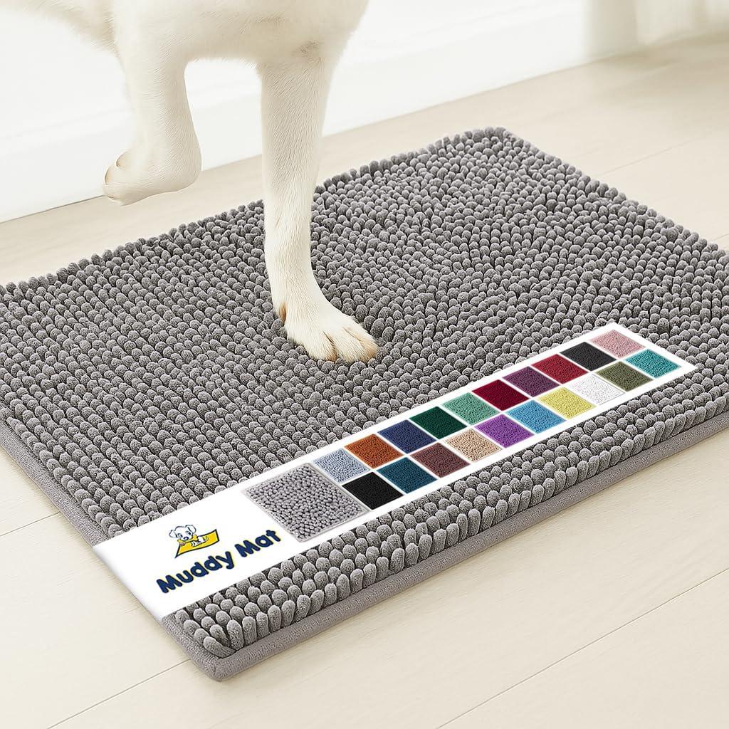 image:imageMuddy Mat Super Absorbent Door Mat Indoor Microfiber Quick Dry Chenille Entryway Rug NonSlip Front Door Mat Indoor Mats for Entryway Machine Washable Pet Rug Navy Blue 28x18Grey