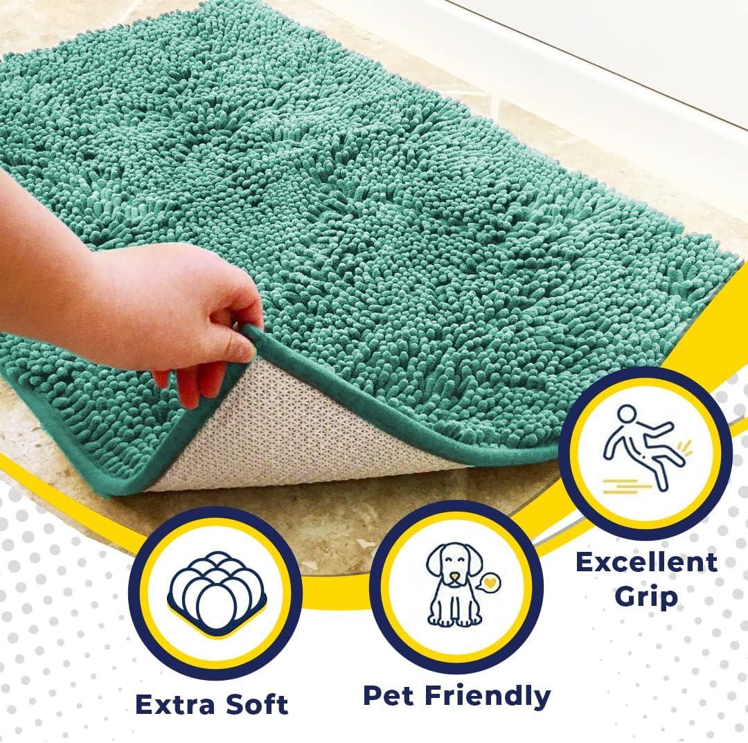 image:imageMuddy Mat Super Absorbent Door Mat Indoor Microfiber Quick Dry Chenille Entryway Rug NonSlip Front Door Mat Indoor Mats for Entryway Machine Washable Pet Rug Navy Blue 28x18Seafoam Green