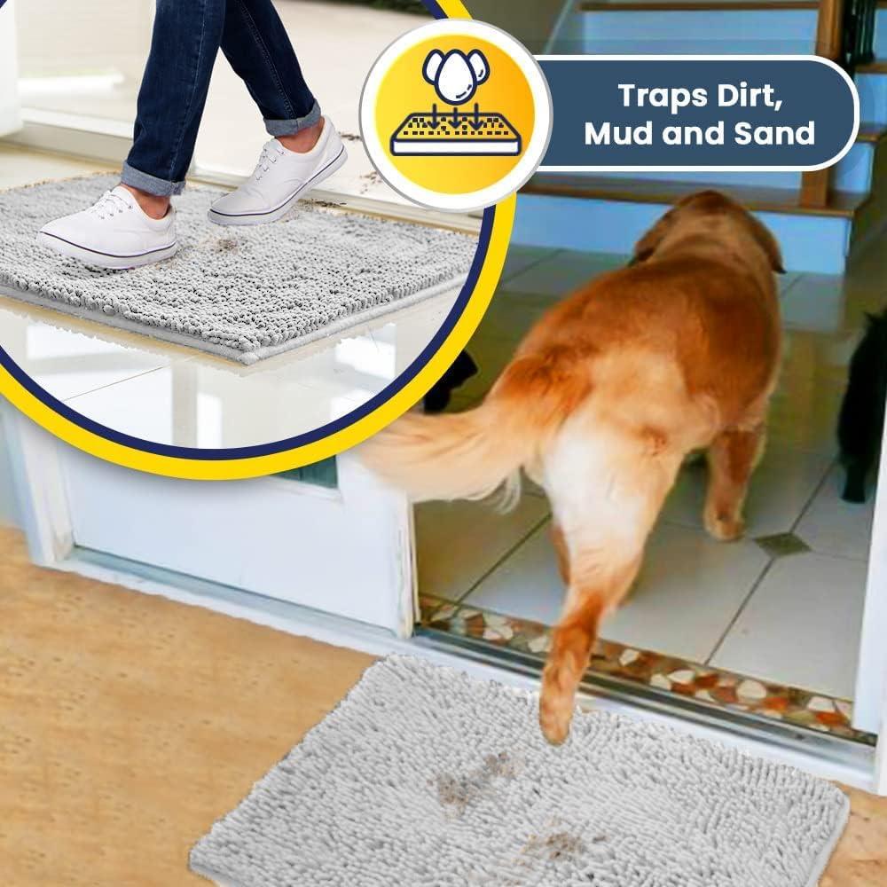 image:imageMuddy Mat Super Absorbent Door Mat Indoor Microfiber Quick Dry Chenille Entryway Rug NonSlip Front Door Mat Indoor Mats for Entryway Machine Washable Pet Rug Navy Blue 28x18White