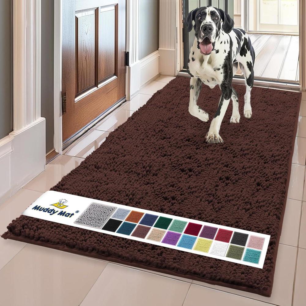 image:imageMuddy Mat  Super Absorbent Door Mat Indoor Microfiber Quick Dry Chenille Entryway Rug NonSlip Front Door Mat Indoor Mats for Entryway Machine Washable Pet Rug Navy Blue 28x18Chocolate Brown