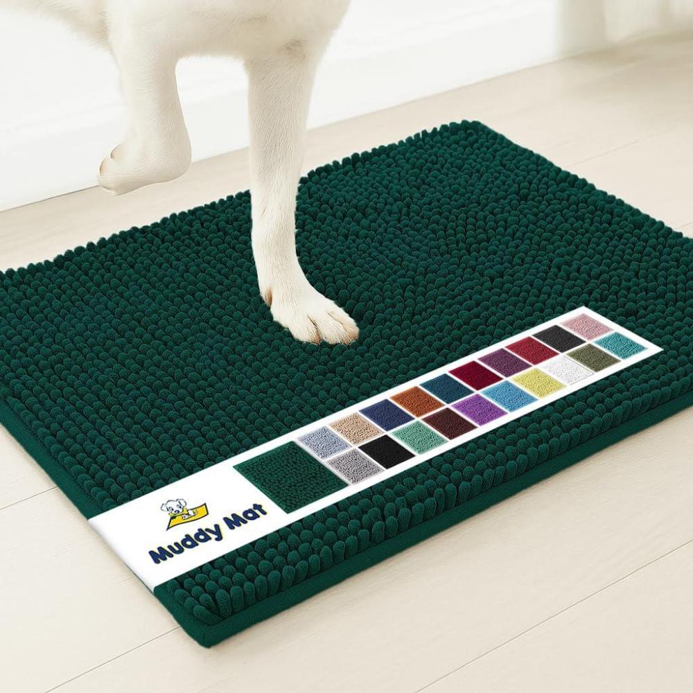 image:imageMuddy Mat  Super Absorbent Door Mat Indoor Microfiber Quick Dry Chenille Entryway Rug NonSlip Front Door Mat Indoor Mats for Entryway Machine Washable Pet Rug Navy Blue 28x18Dark Green