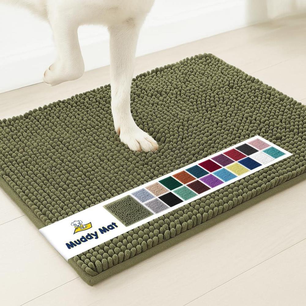 image:imageMuddy Mat  Super Absorbent Door Mat Indoor Microfiber Quick Dry Chenille Entryway Rug NonSlip Front Door Mat Indoor Mats for Entryway Machine Washable Pet Rug Navy Blue 28x18Army Green