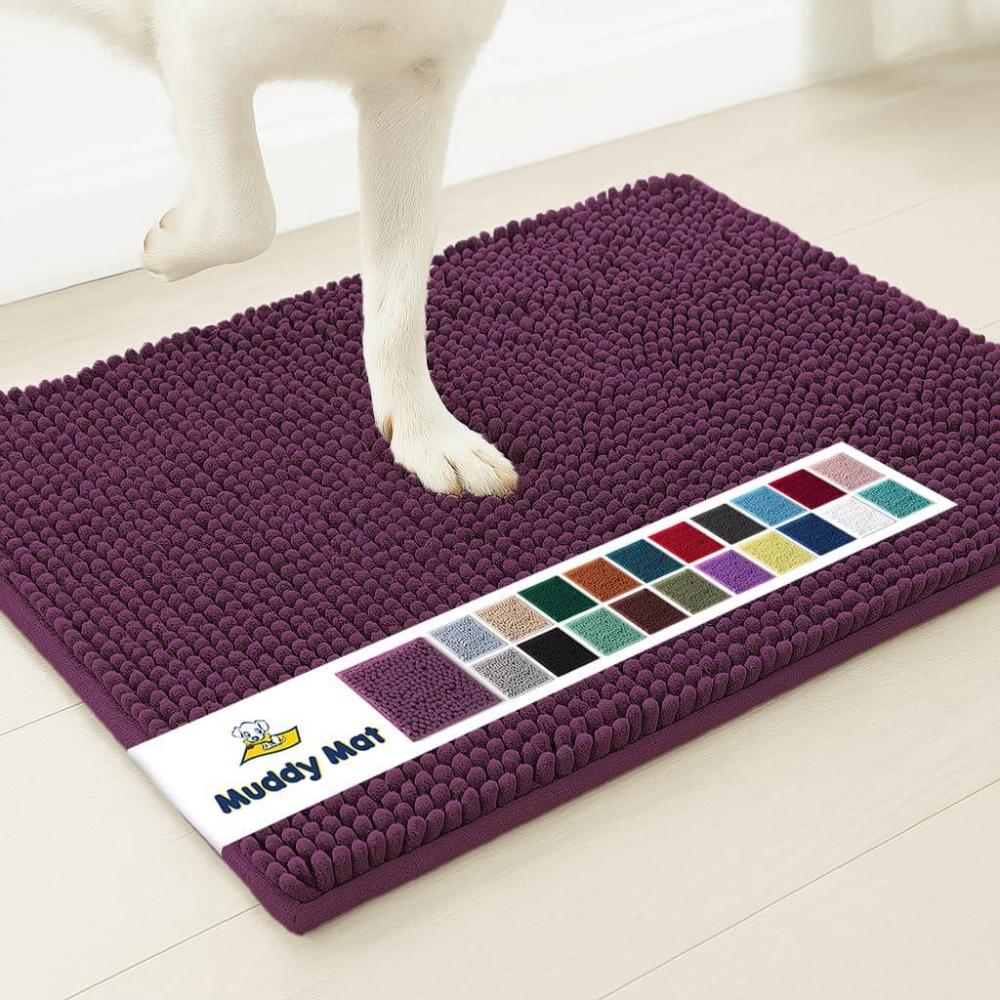 image:imageMuddy Mat Super Absorbent Door Mat Indoor Microfiber Quick Dry Chenille Entryway Rug NonSlip Front Door Mat Indoor Mats for Entryway Machine Washable Pet Rug Navy Blue 28x18Dark Purple